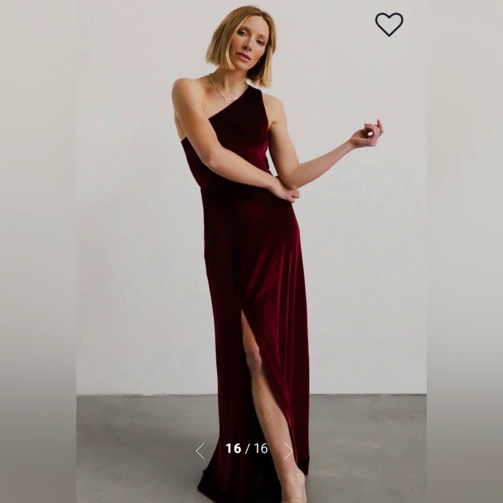 Baltic Born Tatiana Velvet One-Shoulder Maxi Dress Merlot Size S - Picture 2 of 14